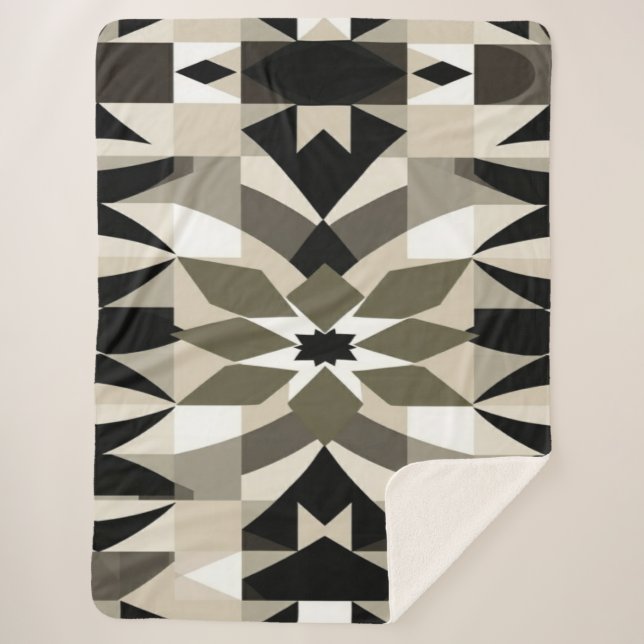 Neutral Geometric Throw Blanket for Modern Living  (Front)