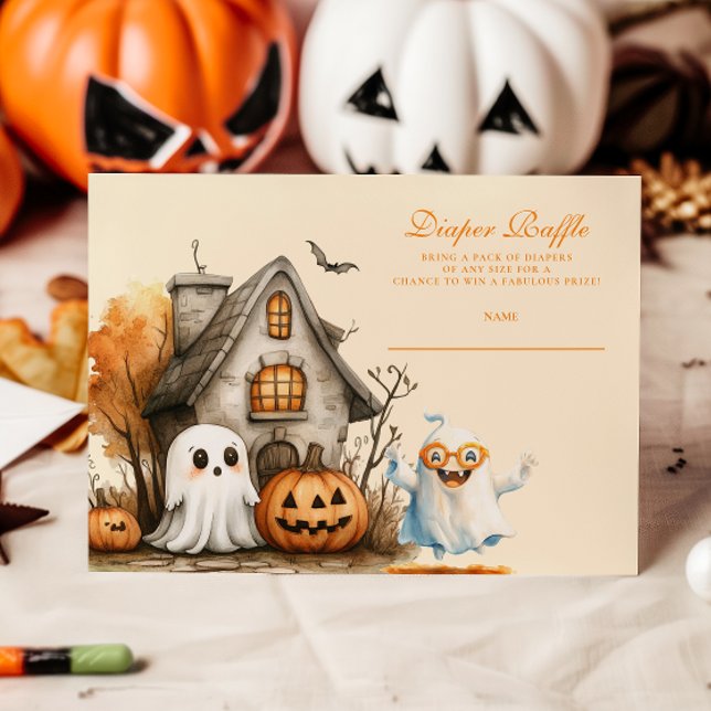 Neutral Ghost Halloween Diapper Raffle Enclosure Card (Creator Uploaded)