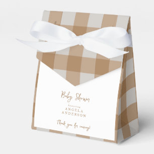 Neutral Gingham Baby Shower Thank You Favour Box