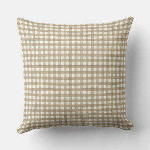 Neutral Gingham Check Plaid  Cushion