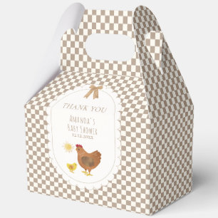 Neutral Gingham Cottagecore Hen Chick Baby Shower Favour Box