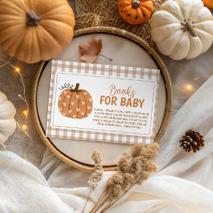 Neutral Gingham Pumpkin Books for Baby Card