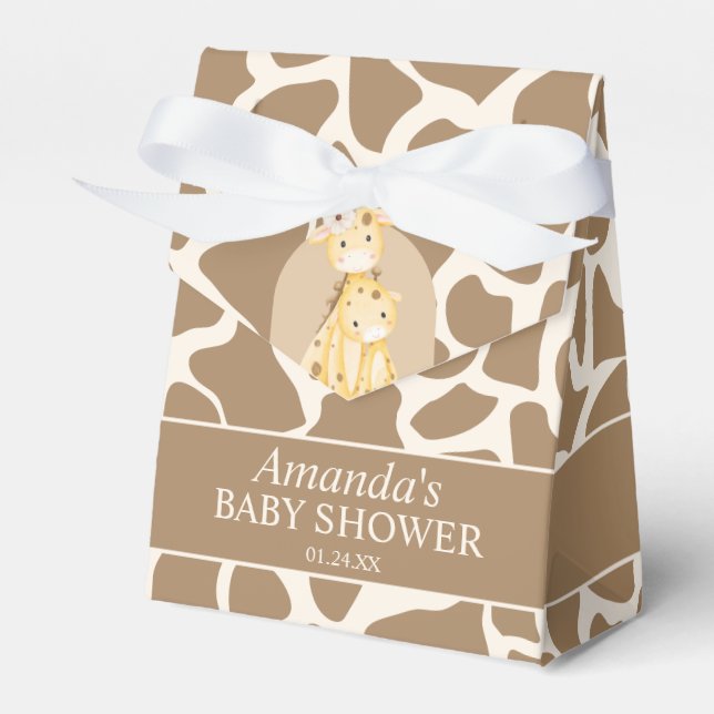 Neutral Giraffe Baby Shower Favour Box (Front Side)