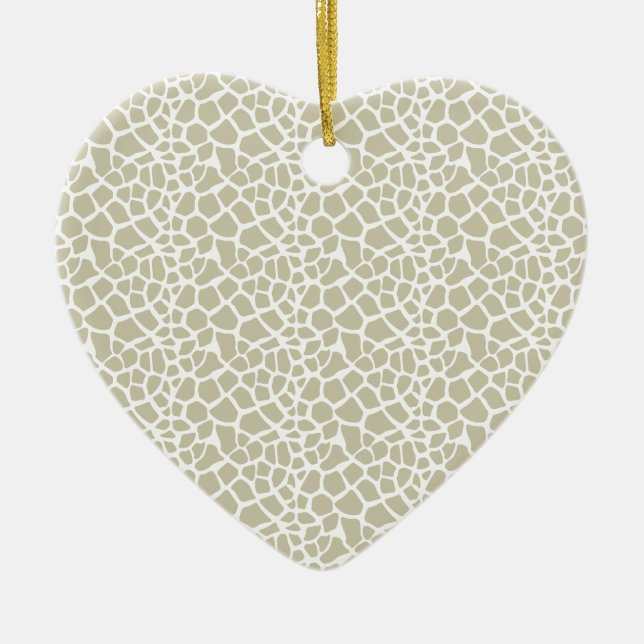 Neutral Giraffe Print Ceramic Ornament (Front)