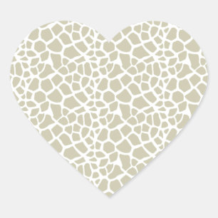 Neutral Giraffe Print Heart Sticker