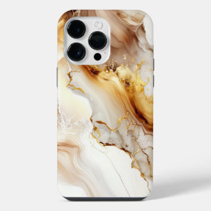 Neutral Gold and Beige Marble Ink Wash Pattern iPhone 14 Pro Max Case