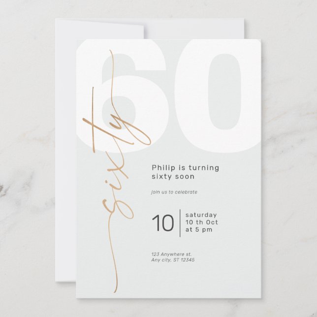 Neutral Gold Elegant Calligraphy Birthday Invitation (Front)