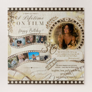 Neutral Gold Film Strip Birthday Photo Backdrop Jigsaw Puzzle