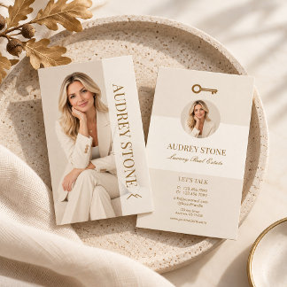 Neutral Gold Real Estate Agent Photo Business Card