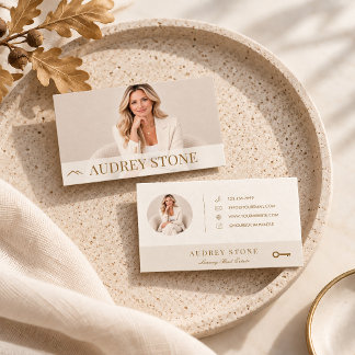 Neutral Gold Real Estate Agent Photo Business Card