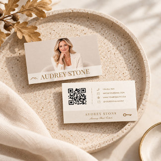Neutral Gold Real Estate Agent Photo Business Card