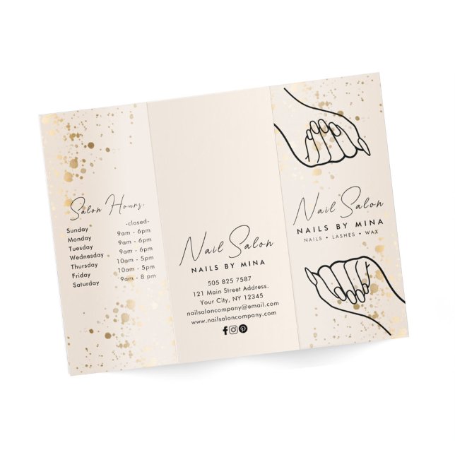 Neutral Gold Specks Nail Salon Price List Brochure (Creator Uploaded)