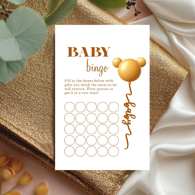 Neutral Gold Teddy Balloon Baby Bingo (Creator Uploaded)