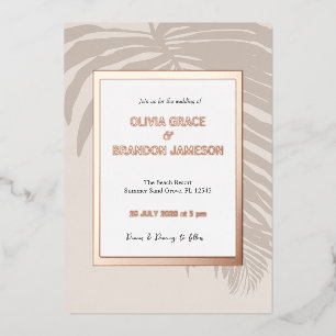 Neutral Gold Tropical Palm Leaf Wedding