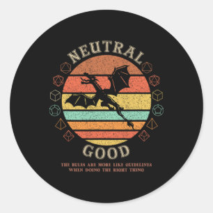 Neutral Good Doing Right Thing Vintage Rpg Player Classic Round Sticker
