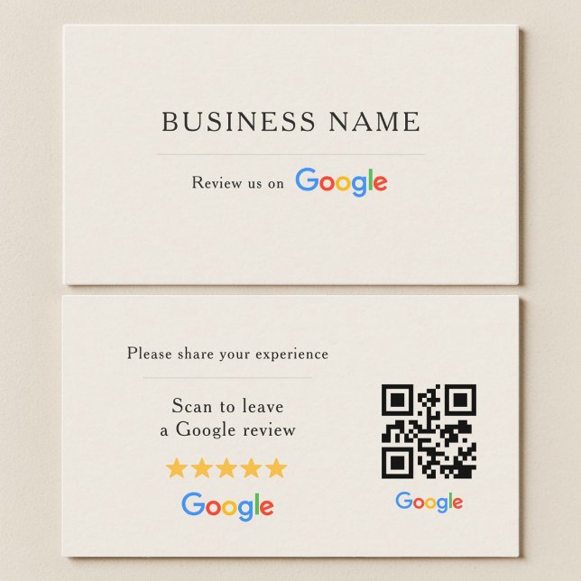 Neutral Google Review QR Code Ivory Business Card (Creator Uploaded)