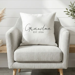 Neutral Grandma Est. Year Timeless Typography Cushion