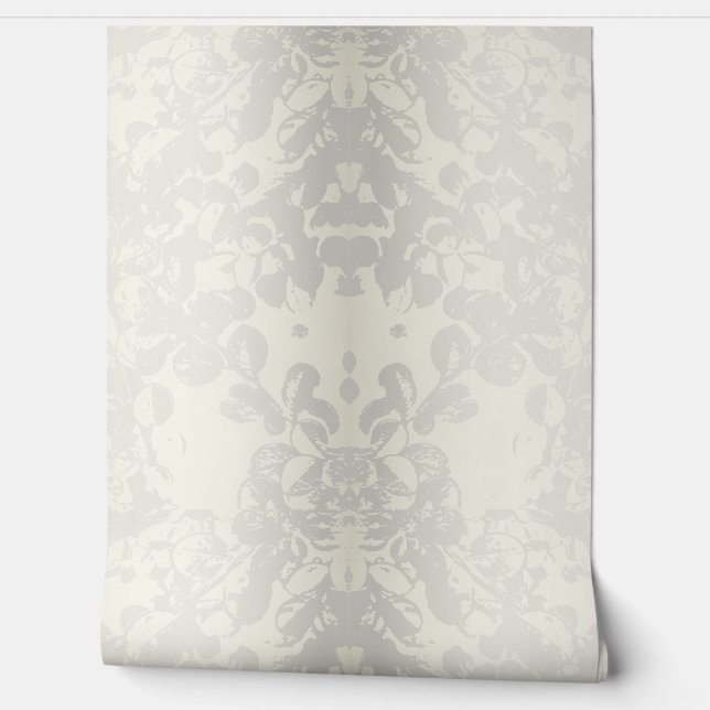 Neutral Gray Beige Floral Seamless Wallpaper  (Unrolling)