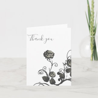 Neutral Gray rose Thank you  Card