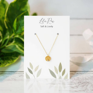 Neutral Green Foliage Cat Illustration Card