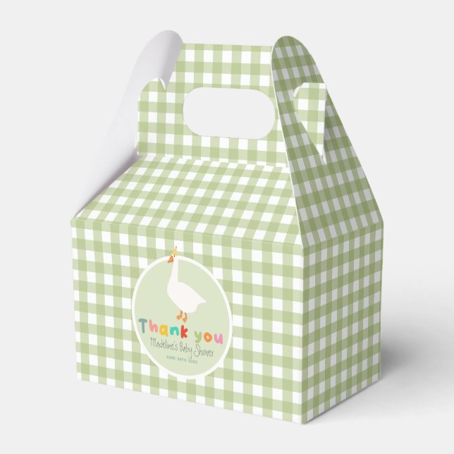 Neutral Green Silly Goose Baby Shower Favour Box (Front Side)