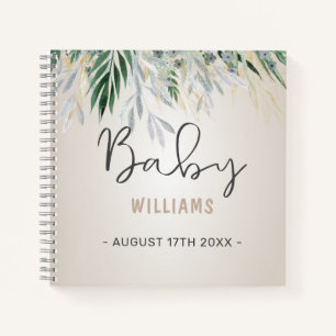 Neutral Greenery Personalised Memory Baby Book
