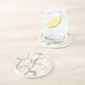 Neutral Grey and White Abstract Coaster