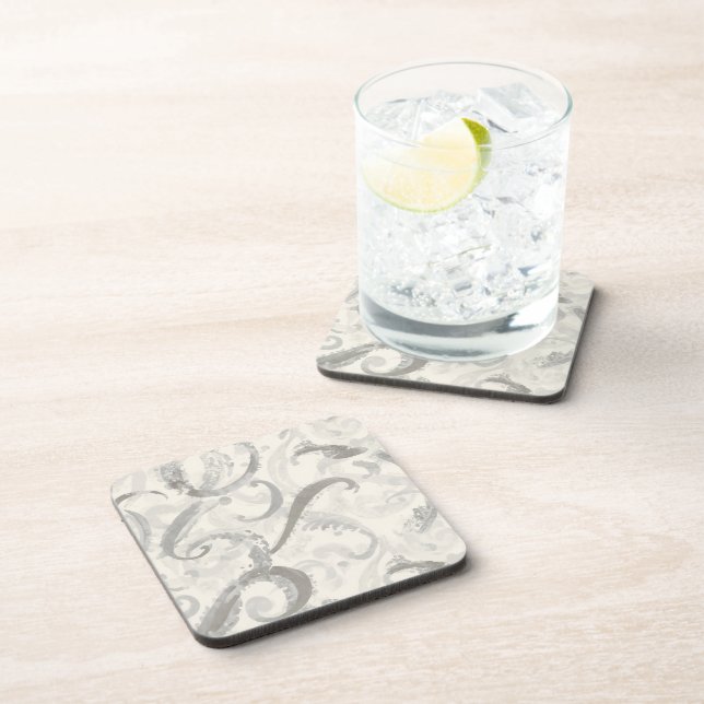 Neutral Grey and White Abstract Coaster (Right Side)