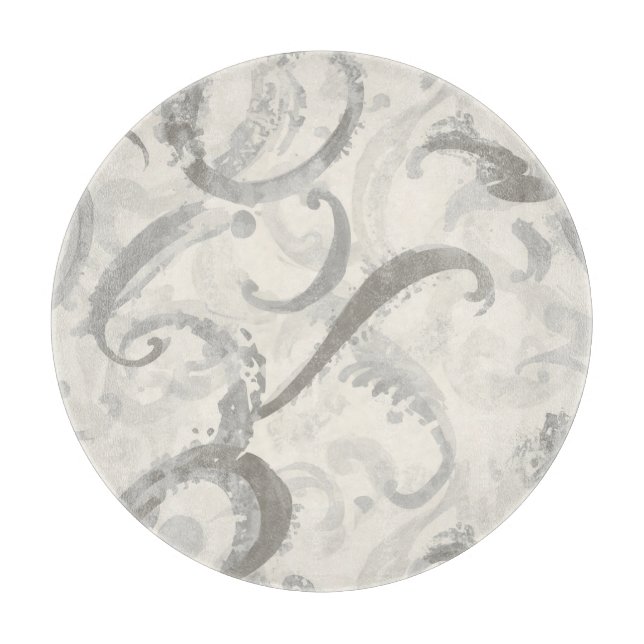 Neutral Grey and White Abstract Cutting Board (Front)
