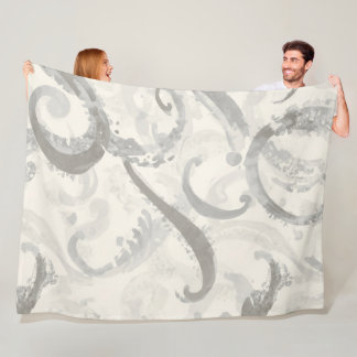 Neutral Grey and White Abstract Fleece Blanket