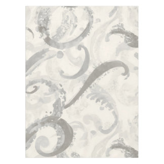 Neutral Grey and White Abstract Tablecloth