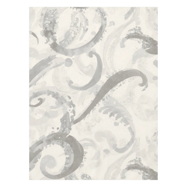 Neutral Grey and White Abstract Tablecloth (Front)