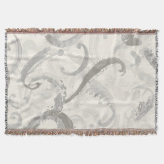 Neutral Grey and White Abstract Throw Blanket