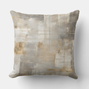Neutral Grey Beige Plaid Cushion