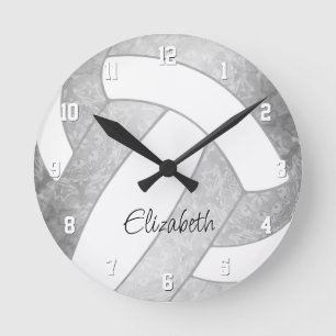 neutral grey custom volleyball decor round clock