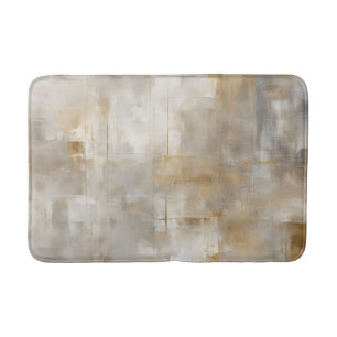 Neutral Grey Gold Plaid Bath Mat