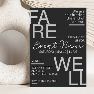 Neutral Grey Modern Farewell Invitation