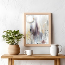 Neutral grey modern minimalist abstract art Poster