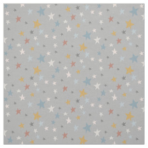 Neutral Grey Scattered Stars Gold Baby Nursery Fabric