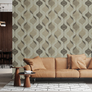 Neutral Grey Tan Modern Wavy Luxury Wallpaper