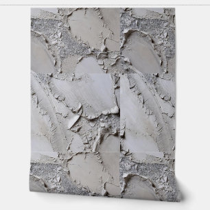 Neutral Grey Textured Stucco Shard Relief Wallpaper
