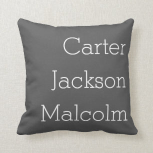 Neutral Grey Three Kids Names Personalised Family Cushion