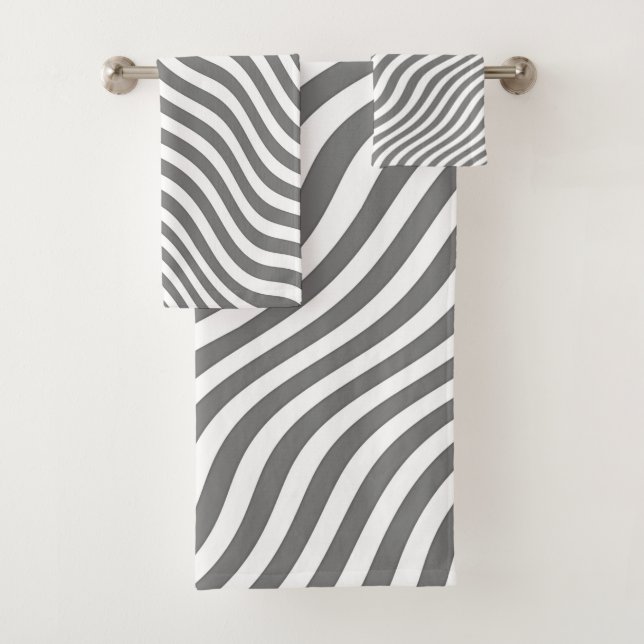 NEUTRAL GREY ZEBRA STRIPES Gift  Bath Towel Set (Insitu)
