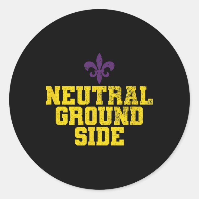 Neutral Ground Side Mardi Gras  Classic Round Sticker (Front)