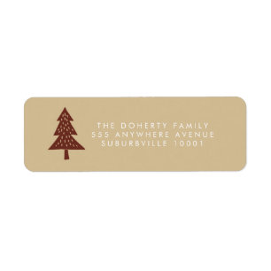 Neutral Happy Holidays Xmas Tree Address Labels