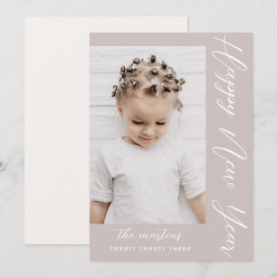 Neutral Happy New Year Photo Holiday Card