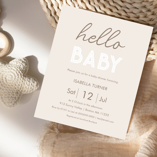 Neutral | Hello Baby | Baby Shower Invitation (Creator Uploaded)