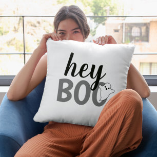 Neutral Hey Boo Grey Ghost Black White Cushion