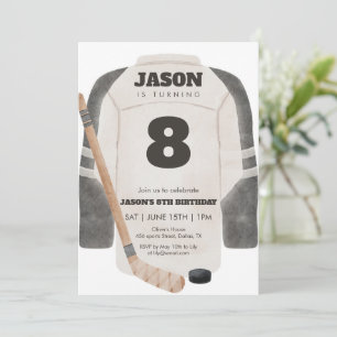 Neutral Hockey Jersey Birthday Sports Party Invitation