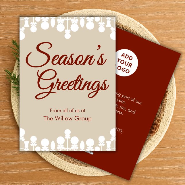 Neutral Holiday Card | Custom Business Logo (Creator Uploaded)